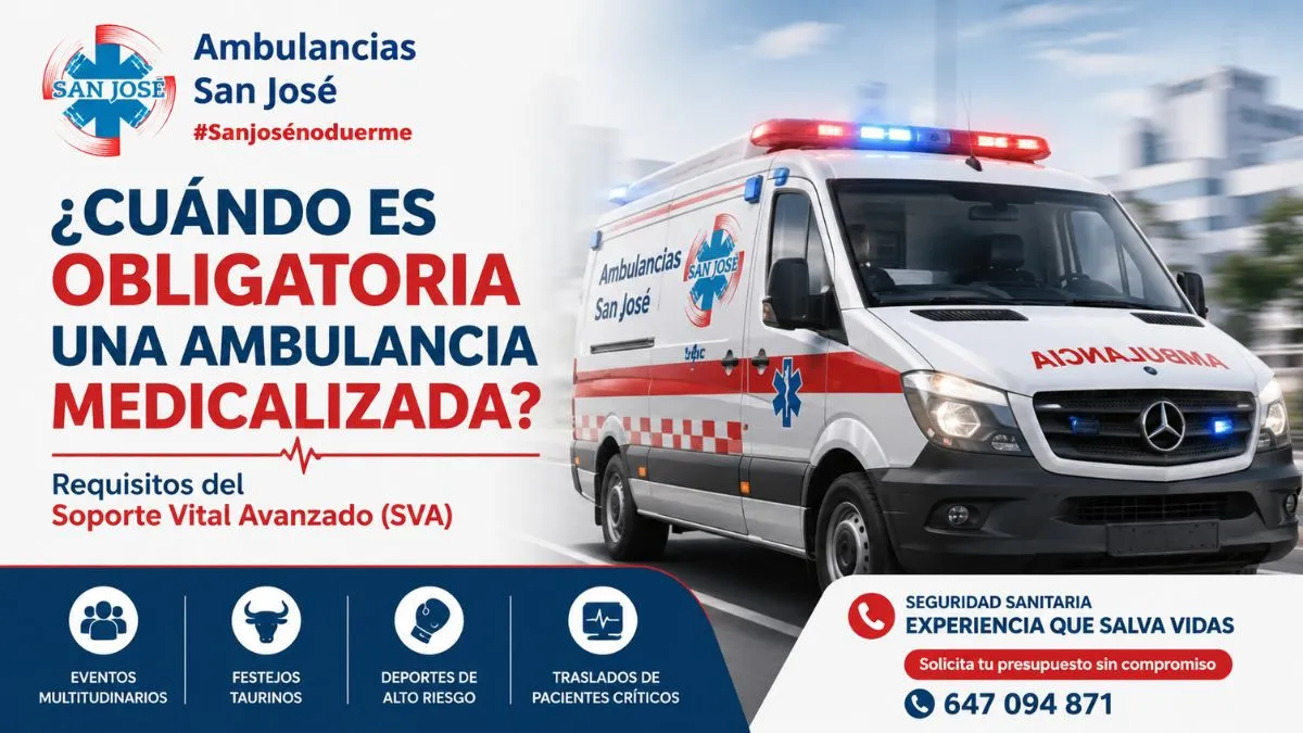 ¿Cuándo es obligatoria una ambulancia medicalizada? Requisitos del soporte vital avanzado (SVA)